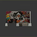 Modern Decorative Furniture Room Divider With Vibrant Graffiti Artwork And Grey Base