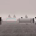 Modern Office Reception Desk Design With Stylish White Black Elements 3d model