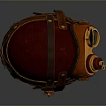 Steampunk Weapon Helmet Brown Red Leather Design With Metal Straps