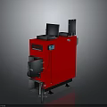 Red Industrial Equipment With Display Screen Control Panel And Side Components Base Stand