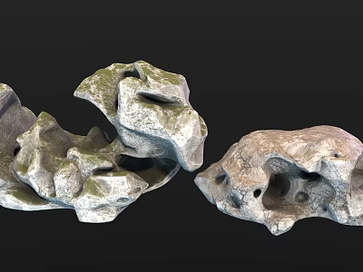 Natural Stone And Wood Decorative Pieces With Rustic Texture For Home Design 3d model