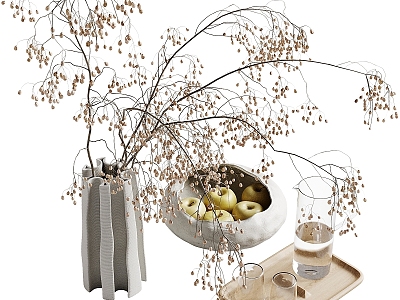 Modern jewelry ornaments combination decanter apple vase branch bouquet 3d model