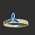 Elegant Gold Bracelet With Blue Leaf Shaped Decorations And Circular Accents
