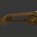 Ancient Wooden Mechanical Weapon Featuring Wheels Bowstring and Classic Design 3d model