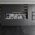 Modern Wine Cabinet With Glass Doors Grey Cabinets And Marble Countertop In Kitchen