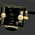 Vintage Mechanical Computer Featuring Gold Black Gears Knobs And Retro Mechanical Structure