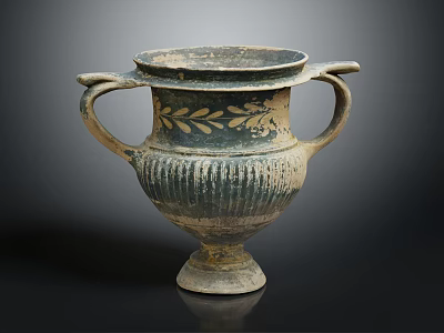 Ancient Greek Ceramic Vase With Two Handles And Floral Decorative Patterns 3d model
