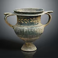 Ancient Greek Ceramic Vase With Two Handles And Floral Decorative Patterns