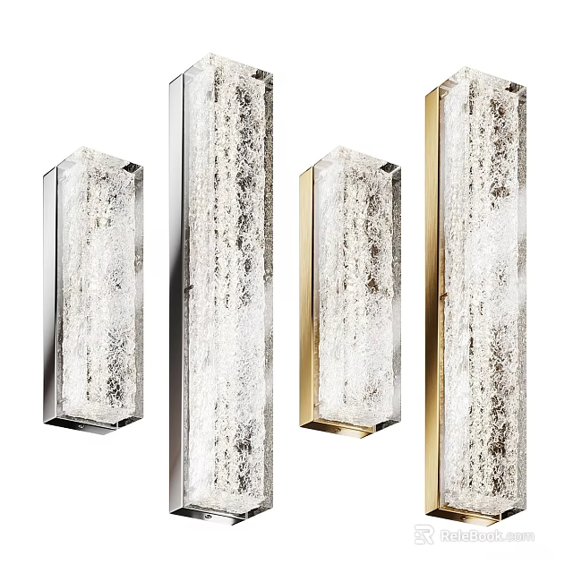 Modern Decorative Wall Lamps with Metal Frames and Textured Glass Shades for Interior Design 3d model 