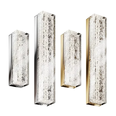 Modern Decorative Wall Lamps with Metal Frames and Textured Glass Shades for Interior Design 3d model