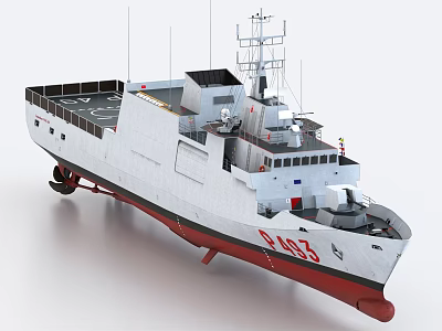 Modern White and Red Warship P6433 with Upper Structure and Deck 3d model Modern White and Red Warship P6433 with Upper Structure and Deck 3d model