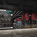 Modern MADDA Fashion Store Interior With Clothing Shoes Shelves And Display Screens