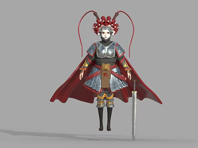 Modern game character General Mulan 3d model Modern game character General Mulan 3d model