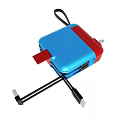 Blue And Red Portable Case With Black Strap And Utility Clips 3d model