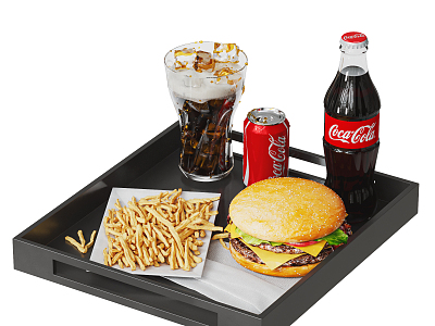 Modern Food Coke Burger Ornaments Combination 3d model