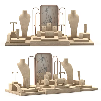 Ornamental Decorative Display Set With Sculptural Figures Artistic Bases And Platforms 3d model