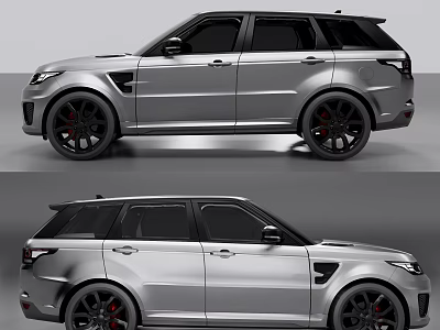 Silver Sporty SUV With Black Wheels Red Brake Calipers And Sleek Exterior Design 3d model