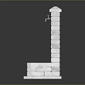 White Brick Vertical Garden Ornament with Faucet and Square Base Structure