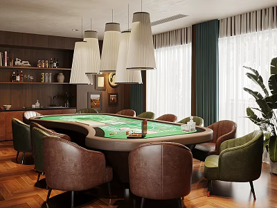 Modern Home Entertainment Room Poker Table Board Game Texas Poker Table Entertainment Table and Chair 3d model