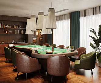 Modern Home Entertainment Room Poker Table Board Game Texas Poker Table Entertainment Table and Chair 3d model