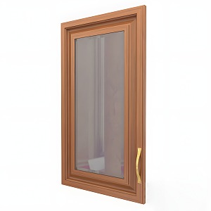 Modern casement window wood grain window glass window 3d model