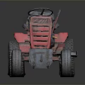 Red Functional Tractor with Black Seat Steering Wheel and Heavy Duty Tires