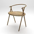 Wooden Leisure Chair With Curved Armrests Round Seat Slim Legs And Natural Design
