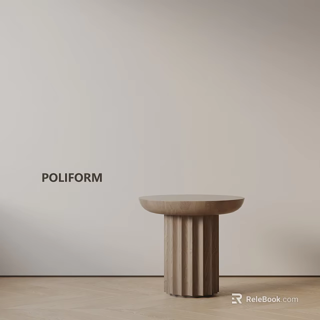 Poliform Modern Wooden Side Table With Cylindrical Base And Round Top 3d model