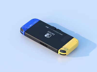 Portable Switch Accessory With Blue Black Yellow Multi Colored Compact Design And Ports 3d model