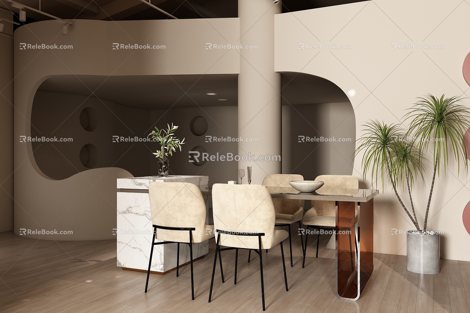 Dining table chair accessories 3d model