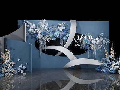 Modern Beauty Chen Blue Wedding Welcome Area Floriculture Beauty Chen 3d model