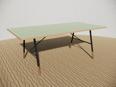 Medical Equipment Laboratory Table With Green Surface And Black Metal Frame On Textured Floor 3d model