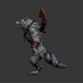 Wolf Headed Monster Game Character With Red Horns Purple Armor And Clawed Feet