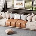 Modern Three-Seat Sofa Color-block Multiplayer Sofa 3d model