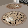 Round Rug With Cat Pattern LOVE KITTEN Lettering Fringed Edges In Bright Room