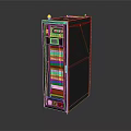Black Vertical Electronic Equipment With Green Top Panel Red Indicator Light And Front Glass Door