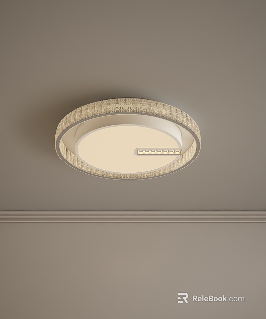 Modern Round Ceiling Light With Textured Edge And Warm White Glow 3d model 