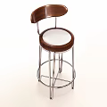 Modern Leisure Chair With Wooden Backrest White Padded Seat And Silver Metal Legs