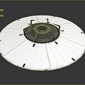 Circular Industrial Equipment With Green Central Ring And Metal Support Frames 3d model