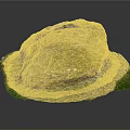 Natural Rustic Stone Material With Green Moss And Fresh Grass Leaves