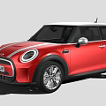 Modern Red Mini Two Door Compact Car With White Roof And Round Headlights Design