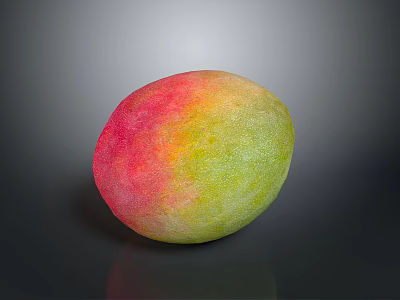 Fresh Ripe Mango With Vibrant Red Yellow Green Colors On Dark Background 3d model