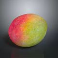Fresh Ripe Mango With Vibrant Red Yellow Green Colors On Dark Background