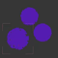 Bonsai Potted Plants Round Shaped Greenery With Purple Flowers In Dark Gray Circular Pots