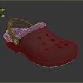 Brown Crocs Clogs With Fleece Lining And Holes Design Button Closure 3d model