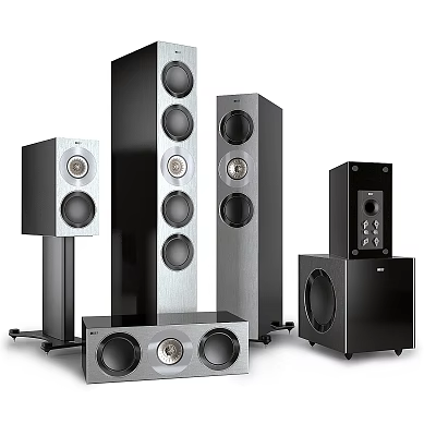 Premium Home Audio Speaker System With Floor Standing Bookshelf Subwoofer And Center Speakers 3d model