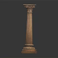 Classical Wooden Column With Ornate Capital Fluted Shaft And Decorative Base