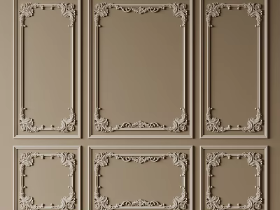 Elegant Decorative Lines On Ornamental Wall Panels With Intricate Design Patterns 3d model