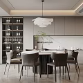 Middle Ancient Style Restaurant Dining Table and Chair Combination Sideboard 3d model