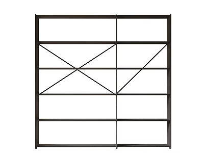 Geometric Modern Bookshelf Design With Open Shelves And Cross Frame Structure 3d model